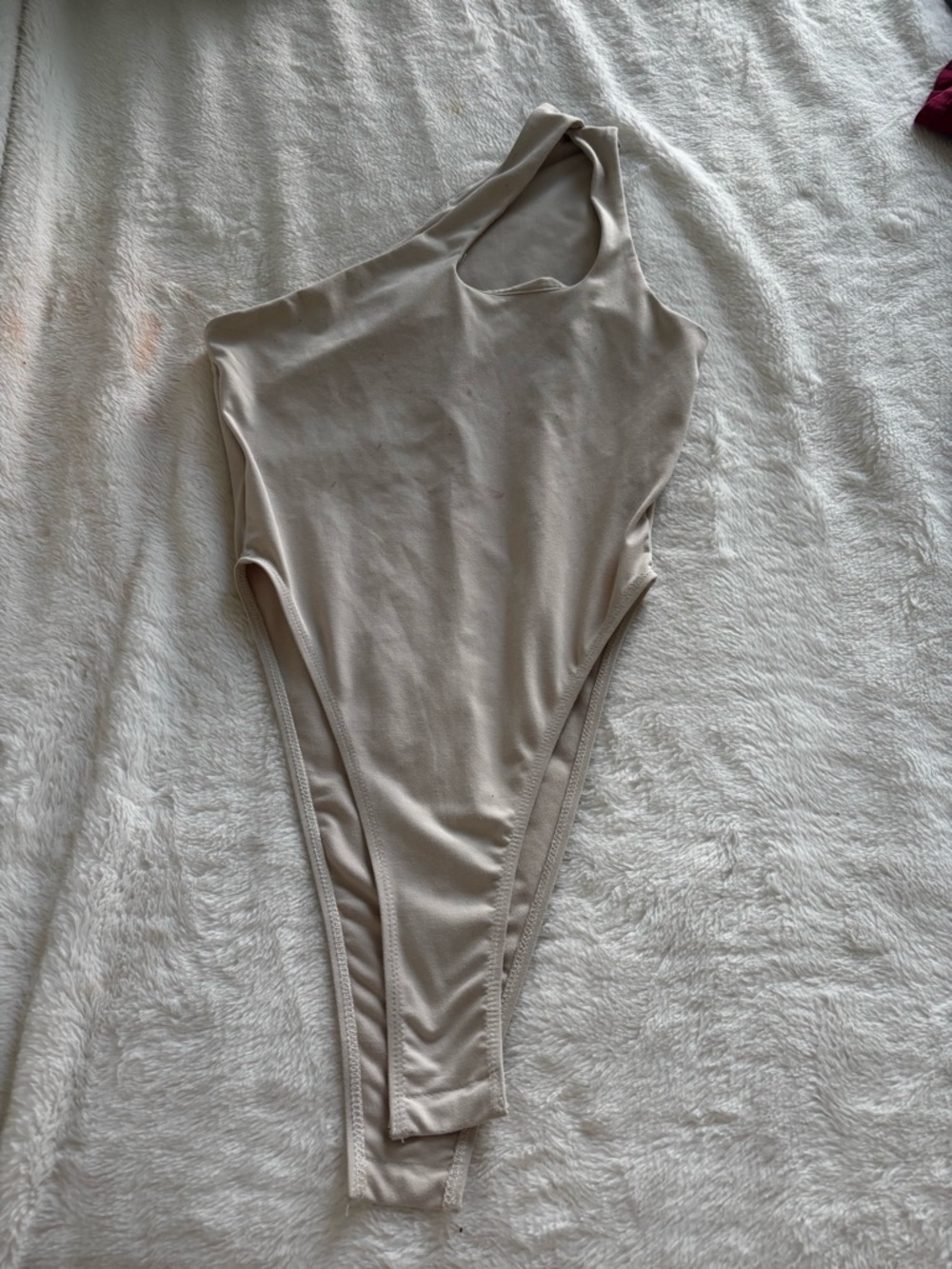 Women’s One-Piece Swim Suit in Light Beige - Asymmetric Shoulder